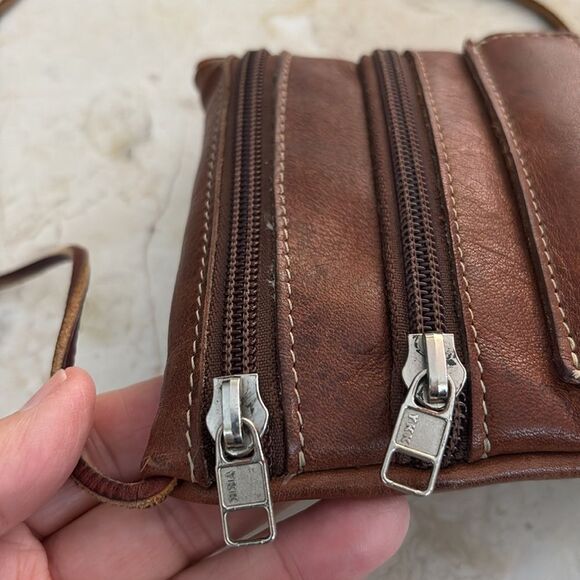 Vintage Roots Hanging Pouch Tribe Leather Crossbody Bag Brown - Picture 7 of 15